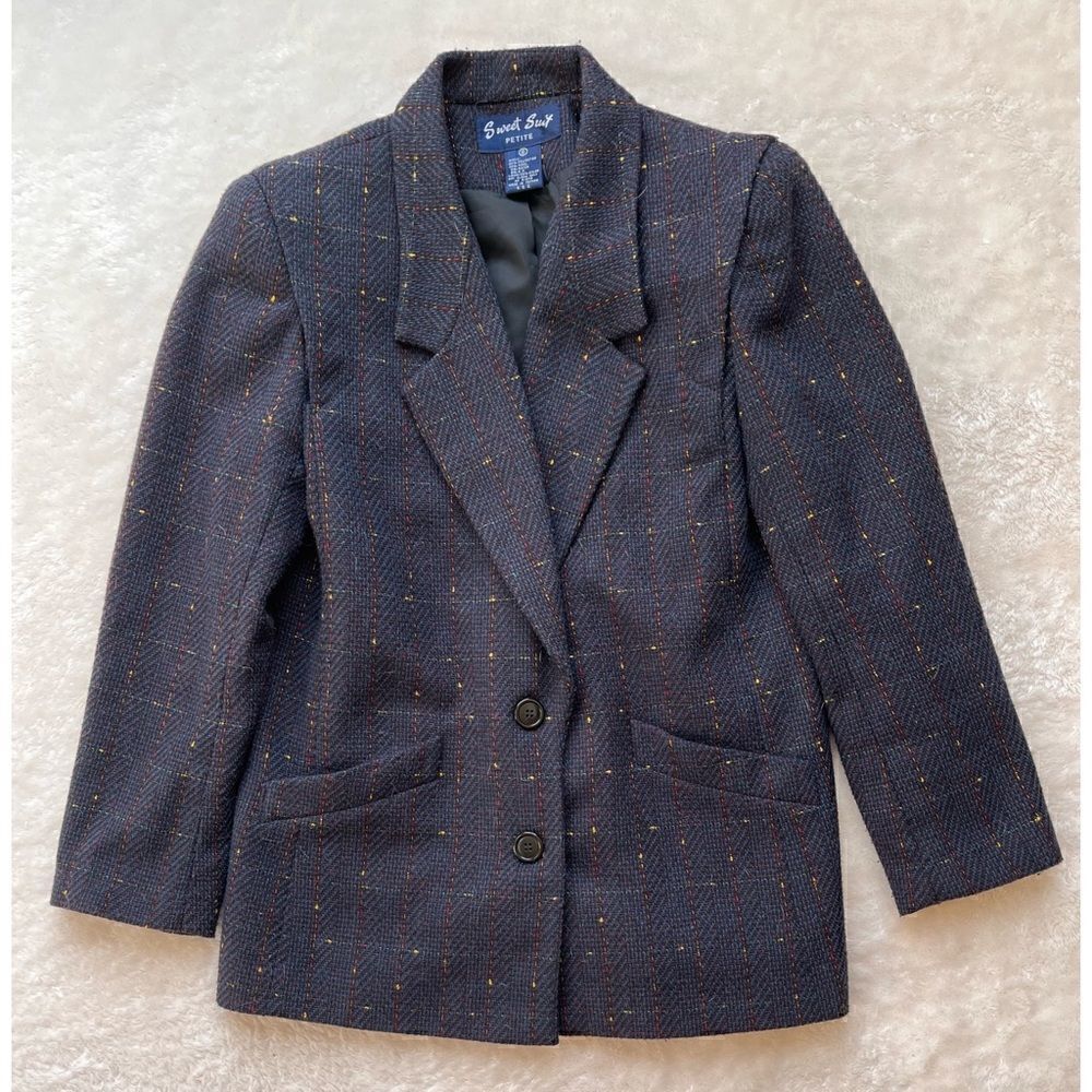 Sweet Suit Petite Double Breasted Navy Blue Blazer, Size 6 Petite